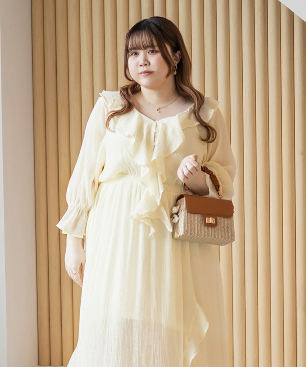 ⚠*️様 【美品】EPOCA ワンピース 38 (ペチコート付き) CLETTEオリジナル☆ペチコート付きフリルワンピース | 大きいサイズ