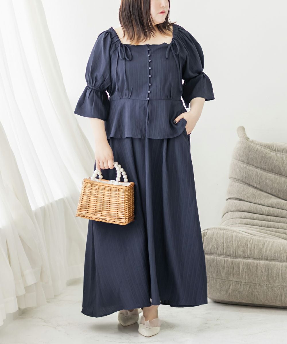 美品　カネコイサオ　セットアップ　ブラウス　プリーツスカート　リボン 最短即日出荷】【LLサイズあり】セットアップ ブラウス スカート