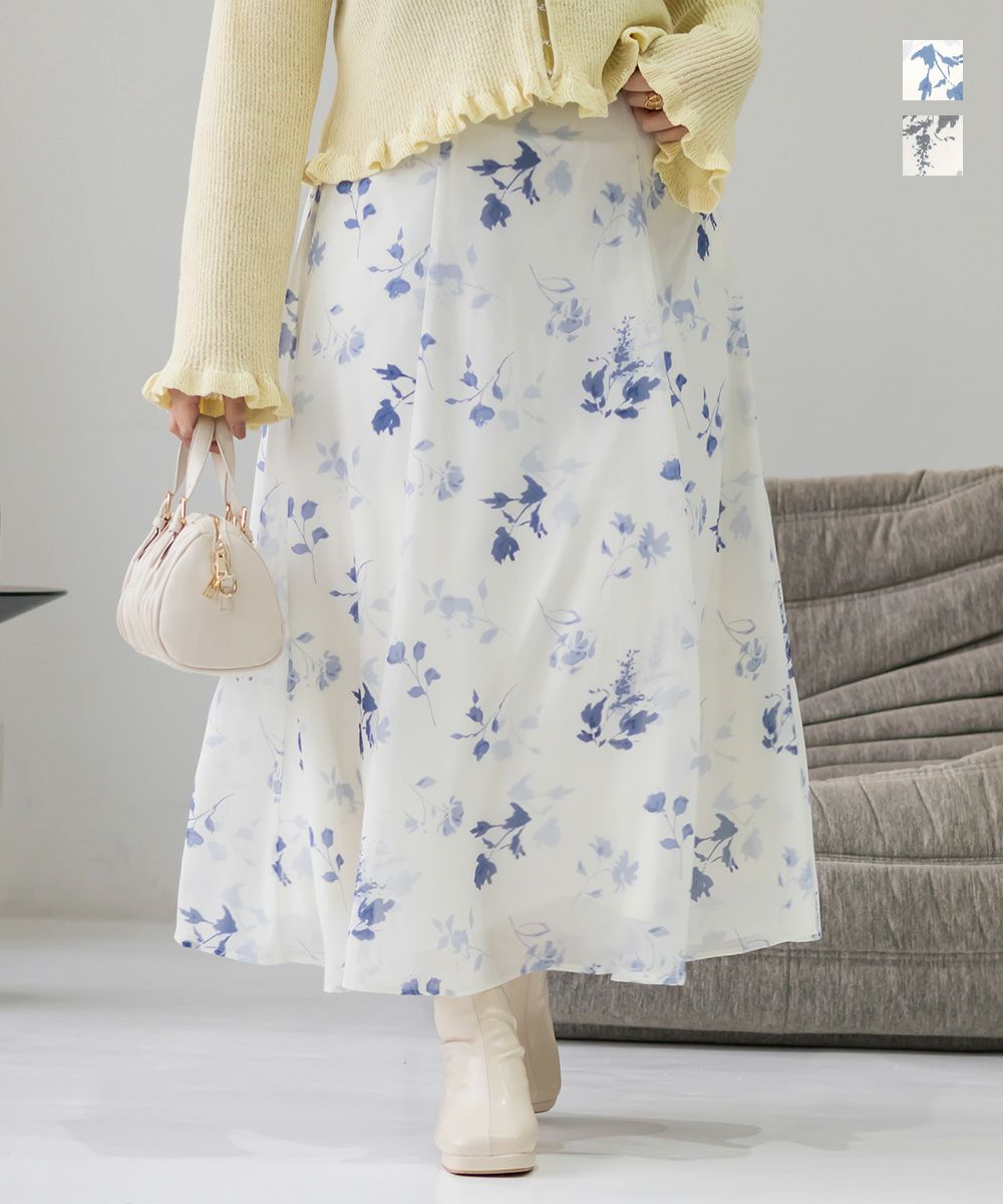 シアー花柄フレアスカート | 大きいサイズ レディース専門店 CLETTE