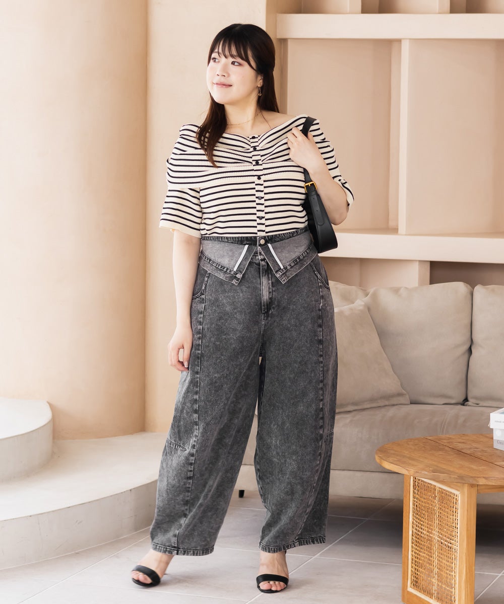 CLETTEオリジナル☆ダブルウエストデニムパンツ | 大きいサイズ