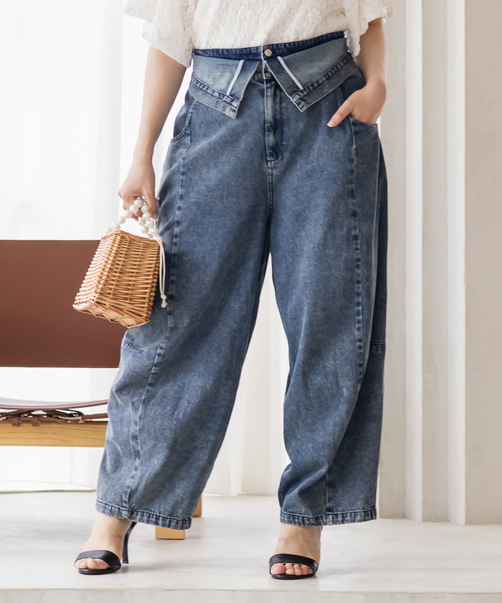 CLETTEオリジナル☆ダブルウエストデニムパンツ | 大きいサイズ