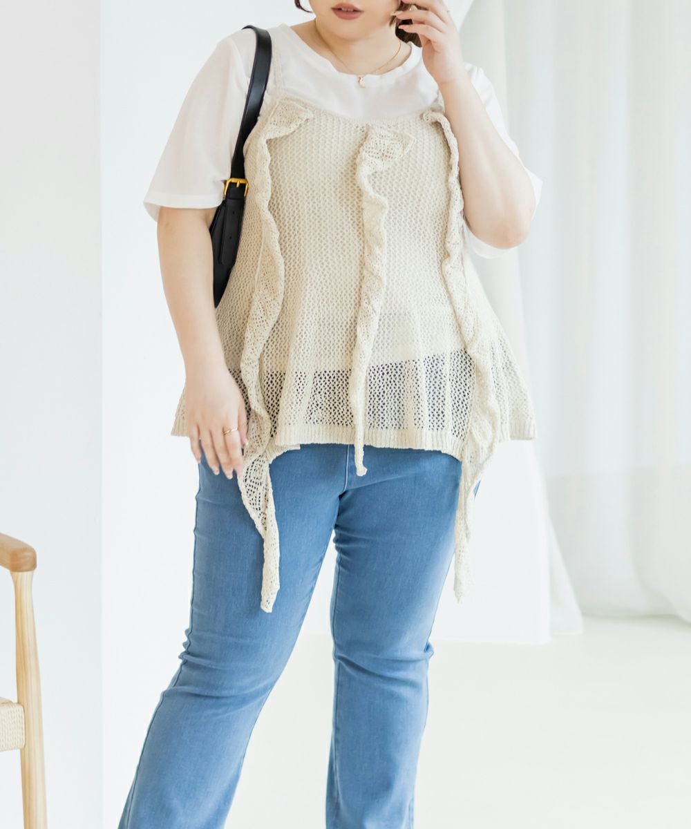 新品タグ付 JUSGLITTY 裾フリルキャミソール付ニット JUSGLITTY - 新品タグ付 JUSGLITTY 裾フリルキャミソール付ニットの