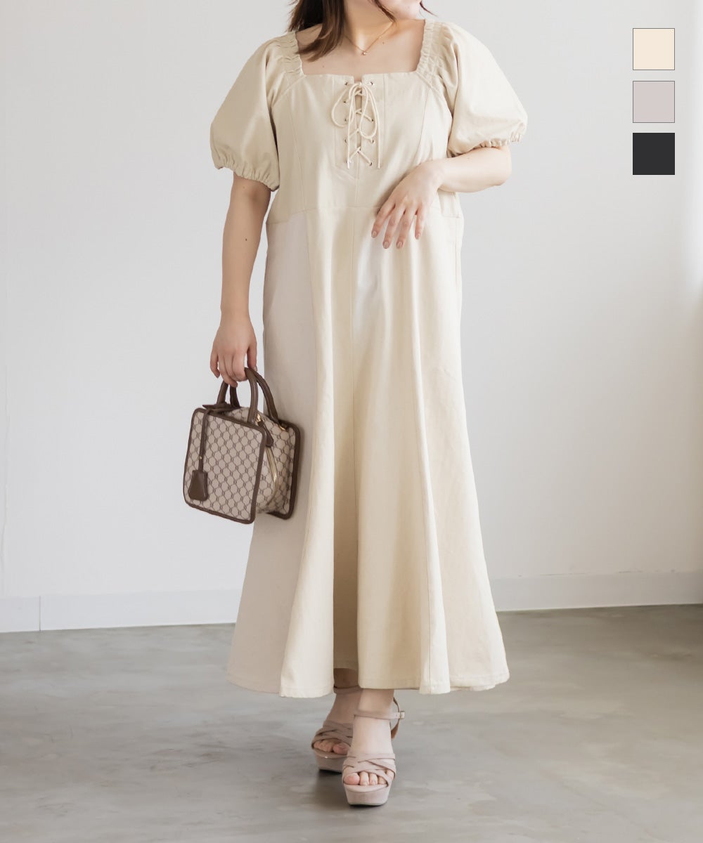CLETTEオリジナルレースアップロングワンピース | 大きいサイズ