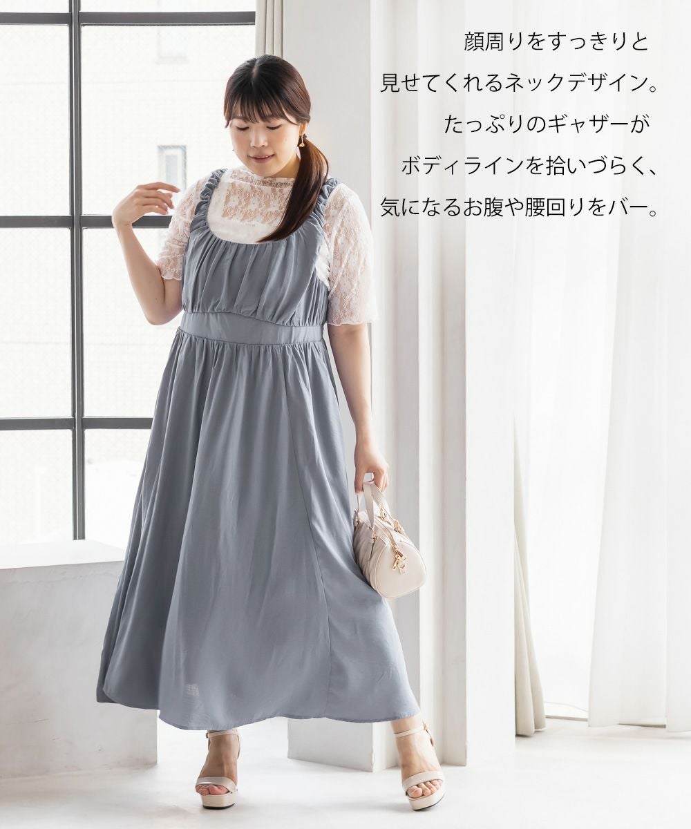 CLETTEオリジナルギャザーデザインノースリーブワンピース | 大きい