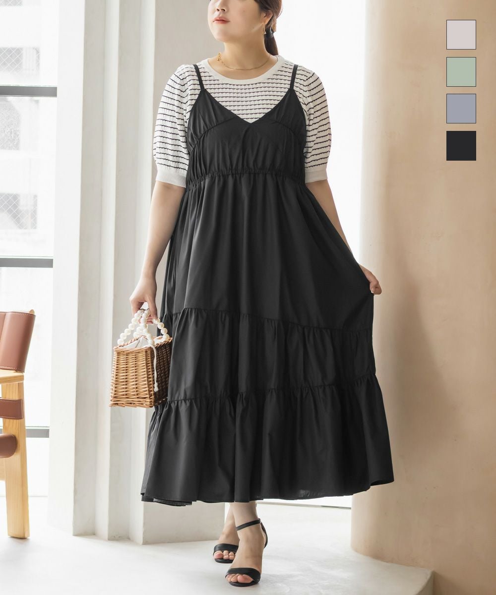 CLETTEオリジナルチューリップ柄キャミワンピース | 大きいサイズ