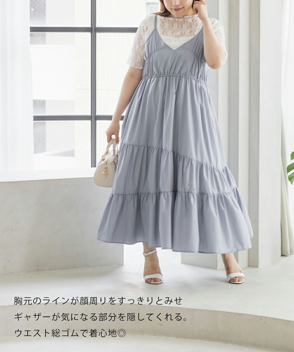 CLETTEオリジナルななめティアードギャザーキャミワンピース | 大きい