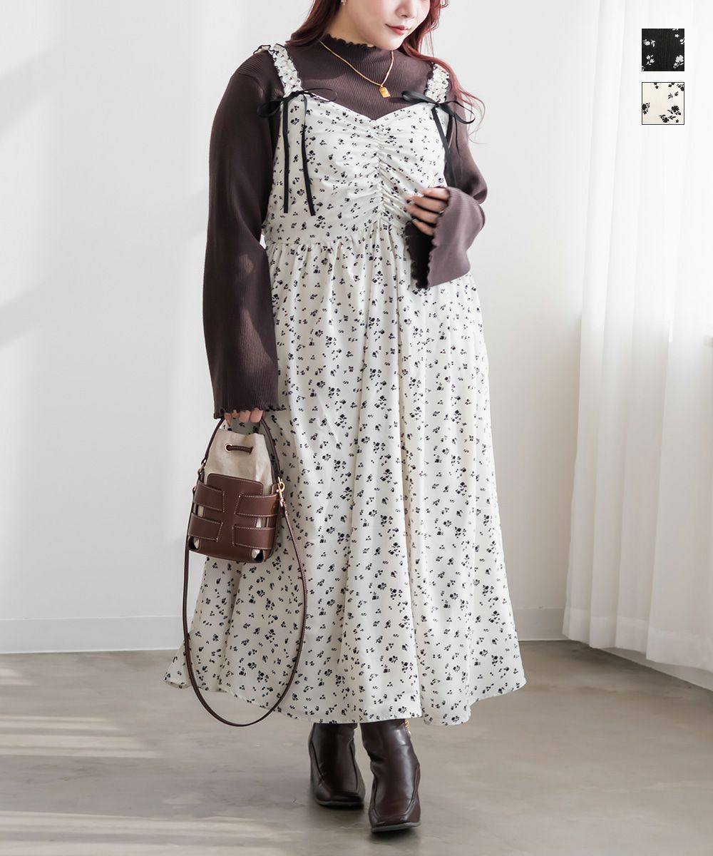 CLETTEオリジナルチューリップ柄キャミワンピース | 大きいサイズ