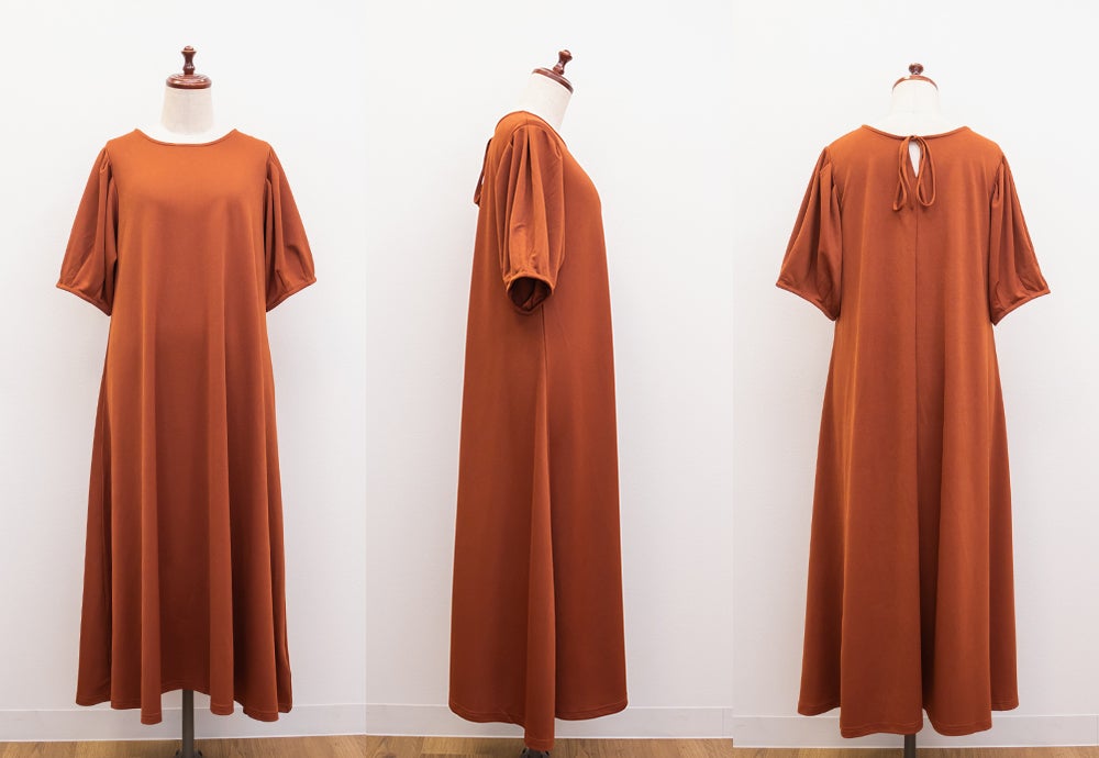 新品　Loungedress 体型カバーコクーンスリーブワンピース　ブラウン　茶 新品 Loungedress 体型カバーコクーンスリーブワンピース ブラウン 茶