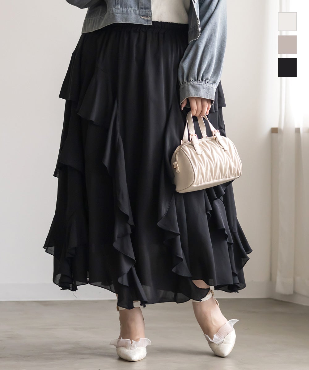 CLETTEオリジナルラッフルロングスカート | 大きいサイズ レディース