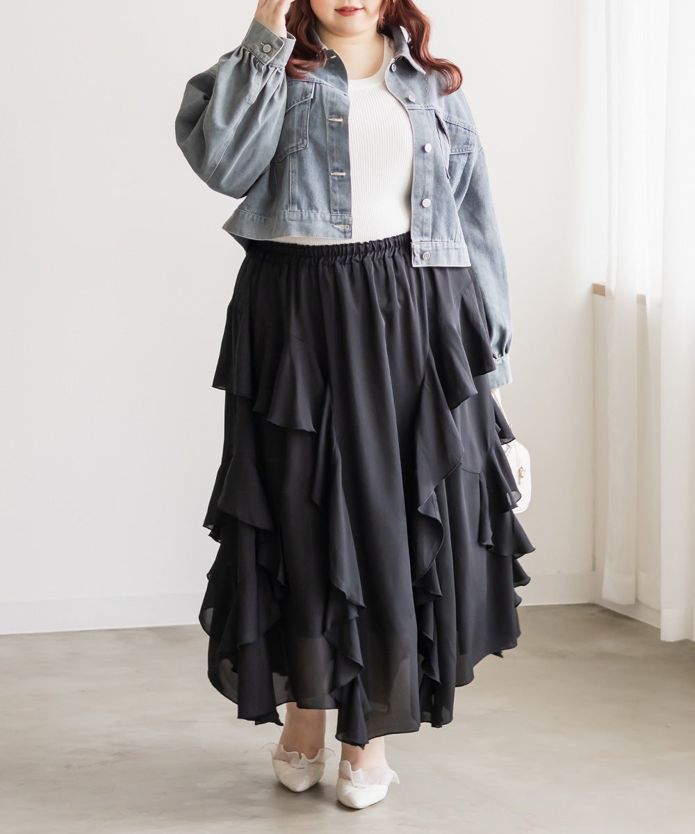 CLETTEオリジナルラッフルロングスカート | 大きいサイズ レディース
