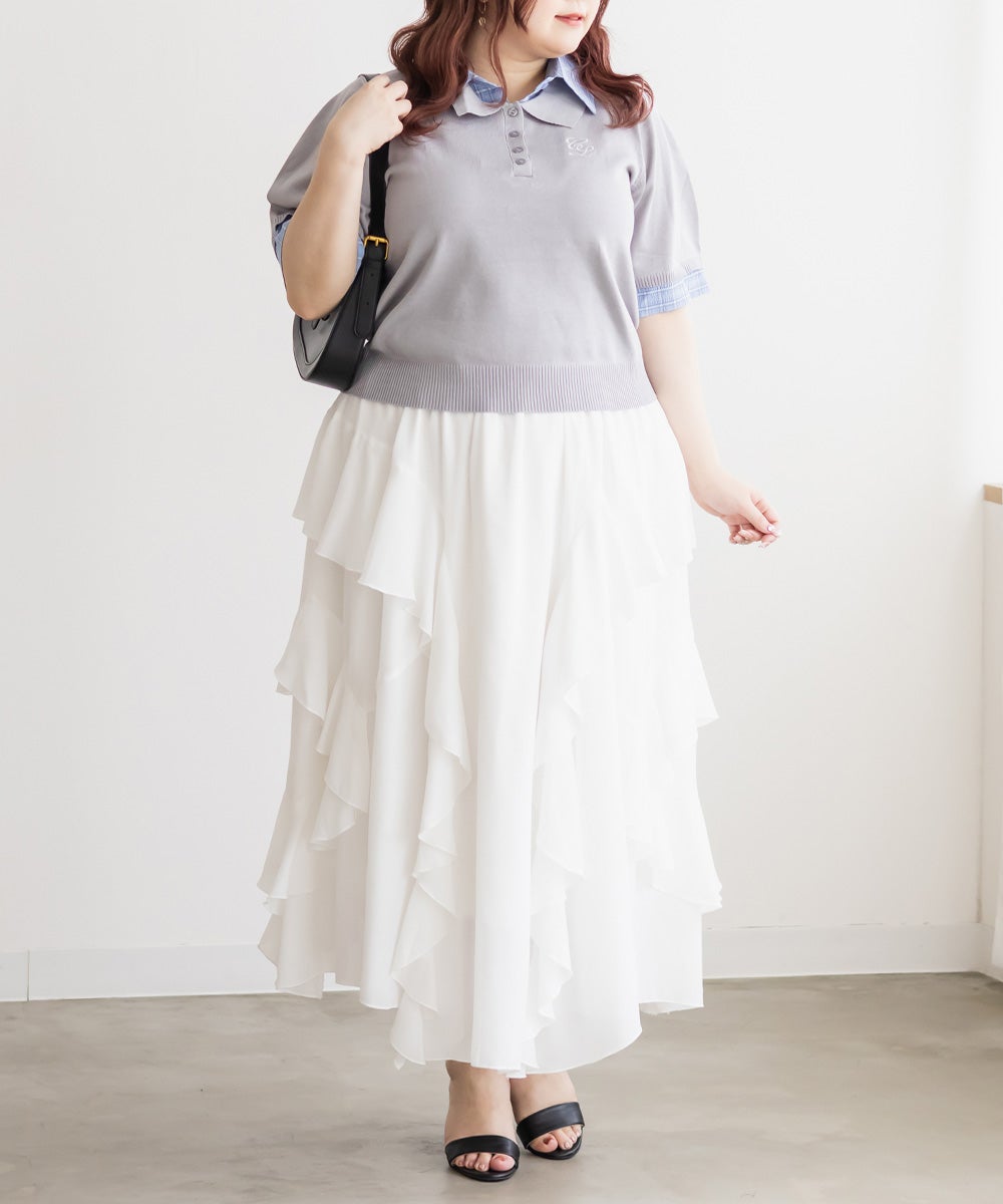 CLETTEオリジナルラッフルロングスカート | 大きいサイズ レディース