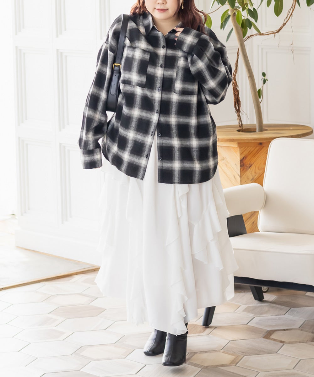 CLETTEオリジナルラッフルロングスカート | 大きいサイズ レディース