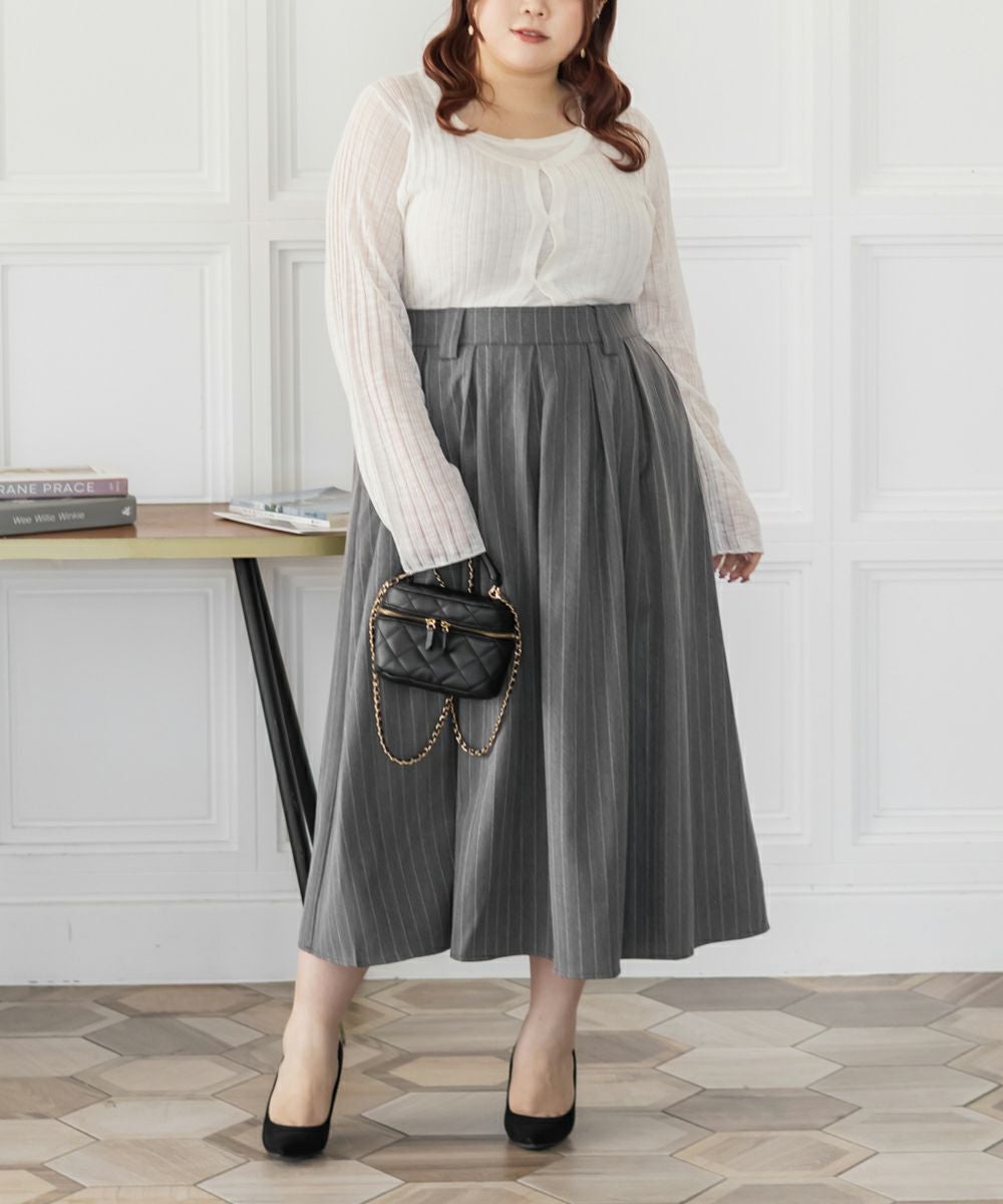 CLETTEオリジナルストライプ柄タックスカート | 大きいサイズ