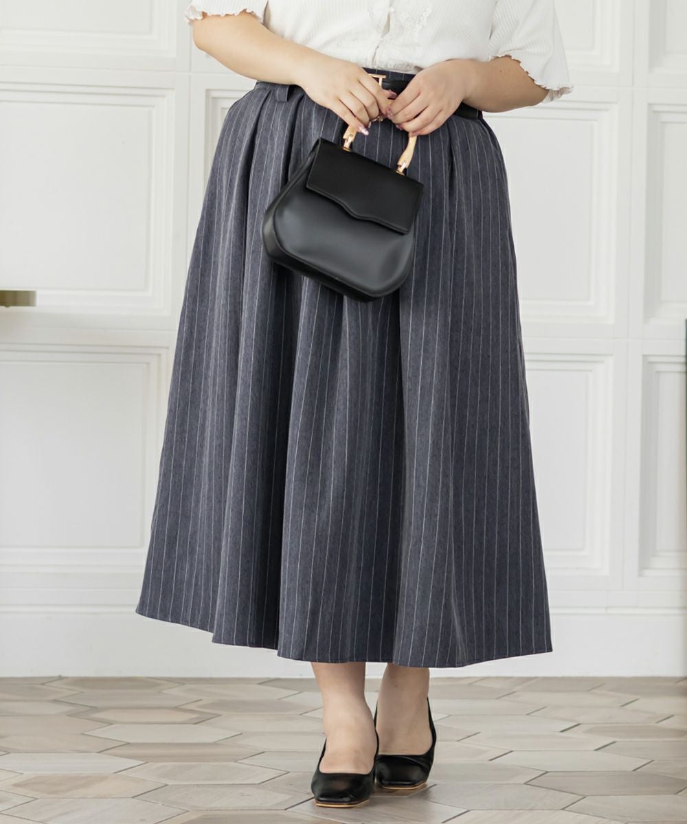 CLETTEオリジナルストライプ柄タックスカート | 大きいサイズ