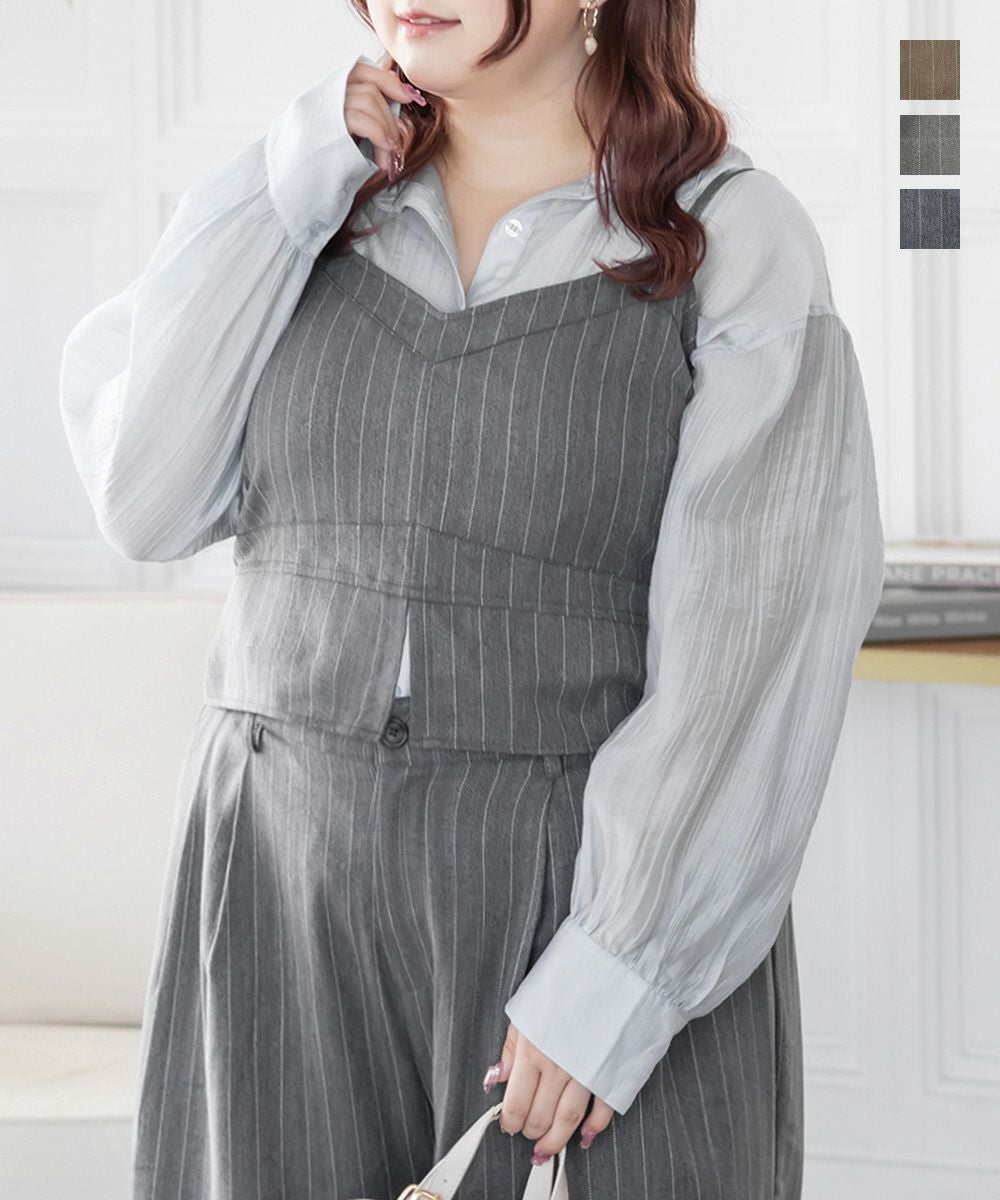 ミホマツダ　ビスチェ　スカート　セットアップ　グレーストライプ MIHO MATSUDA Lafolet原宿店 | 🐦‍⬛新作セットアップ入荷🐦‍⬛ ◇BL