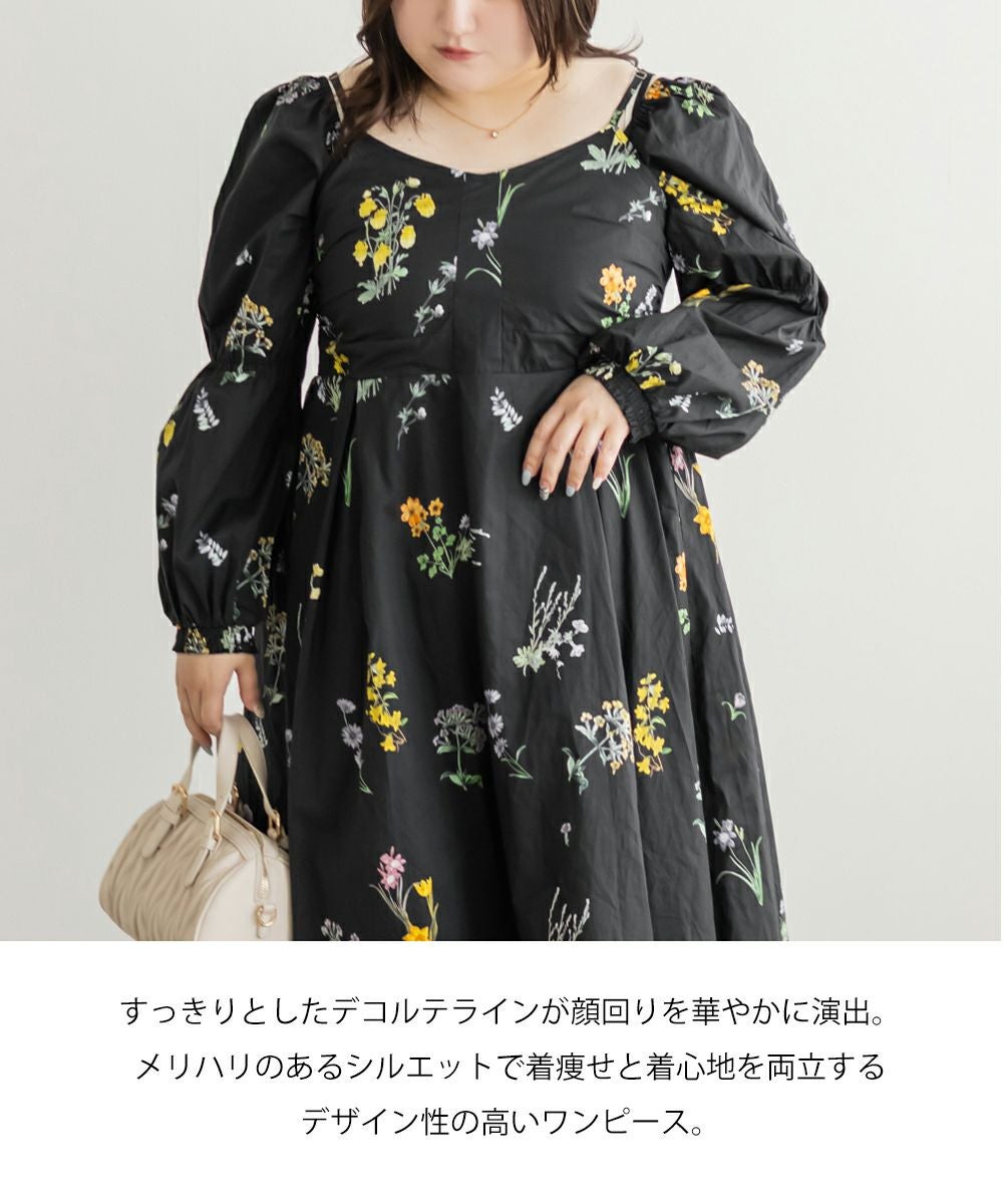 CLETTEオリジナル3WAYスリーブ花柄ロングワンピース | 大きいサイズ