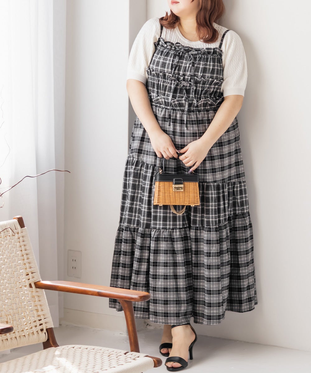 CLETTEオリジナルパッチワークチェックワンピース | 大きいサイズ