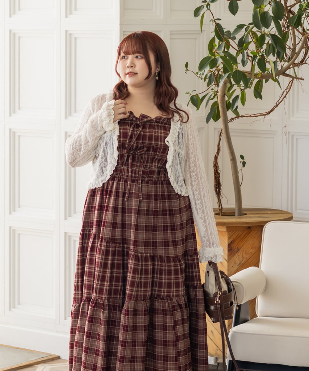 ①Crocodileリメイク パッチワークチェックワンピース　大きいサイズ CLETTEオリジナルパッチワークチェックワンピース | 大きいサイズ