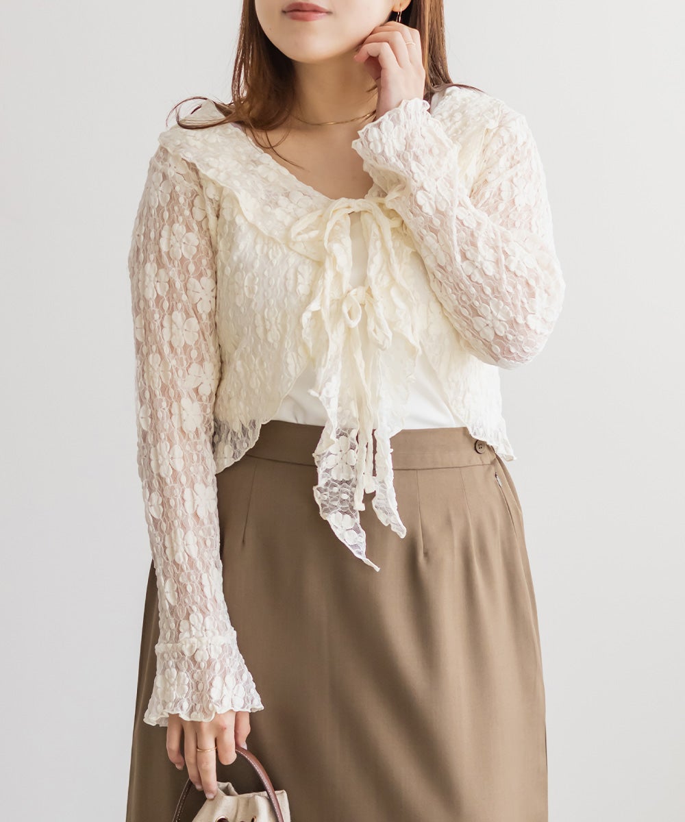 【美品】TO BE CHIC フリル付きカーディガン　大きいサイズⅣ 2026年最新】Yahoo!オークション -to be chic カーディガンの中古品