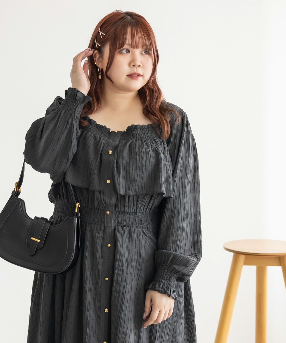 CLETTEオリジナルフロントボタンティアードデザインワンピース