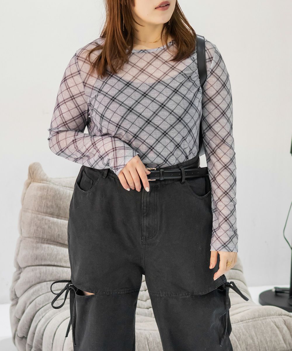 チェック柄シアーカットソー | 大きいサイズ レディース専門店 CLETTE
