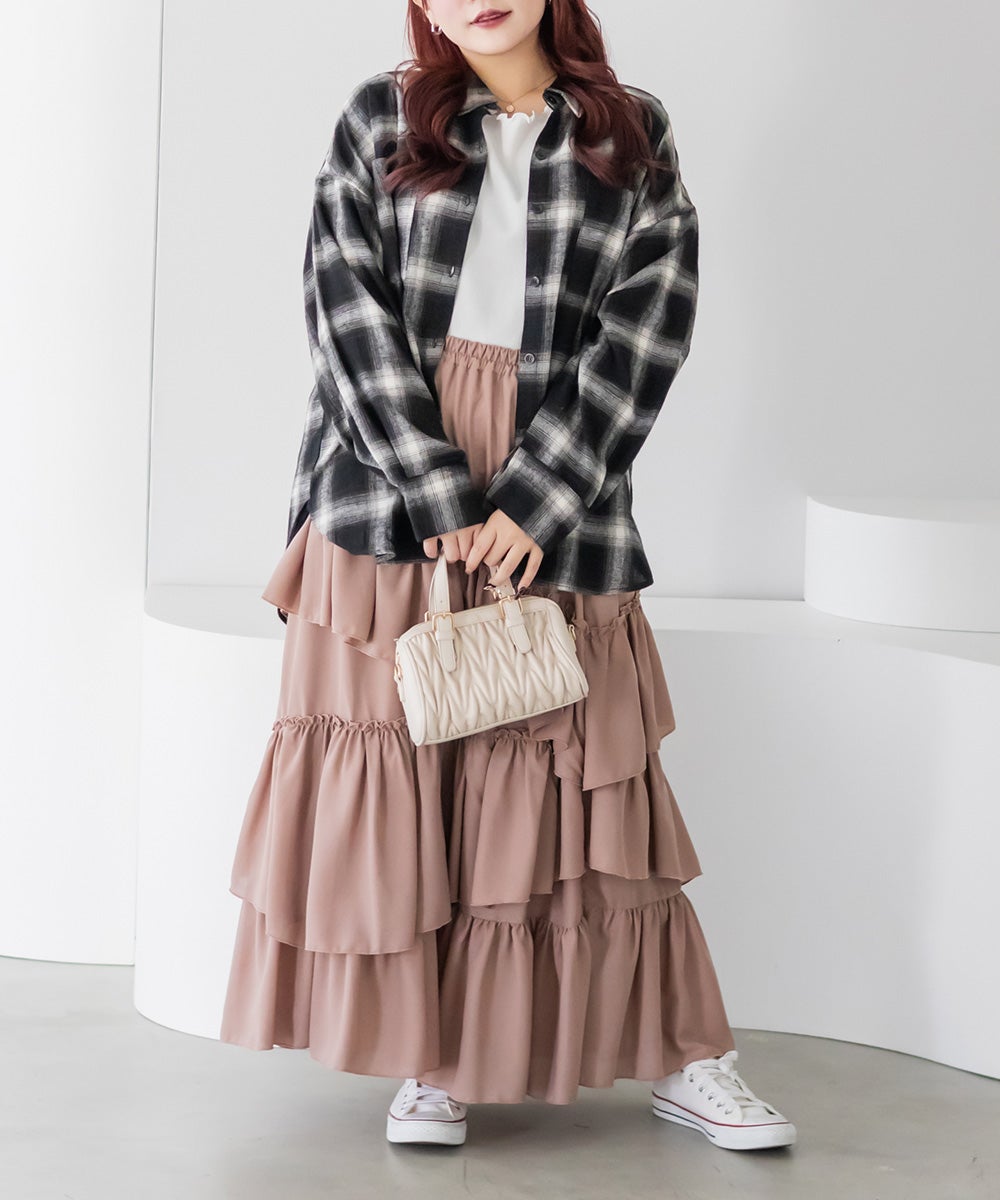 オーバーサイズチェック柄シャツ | 大きいサイズ レディース専門店