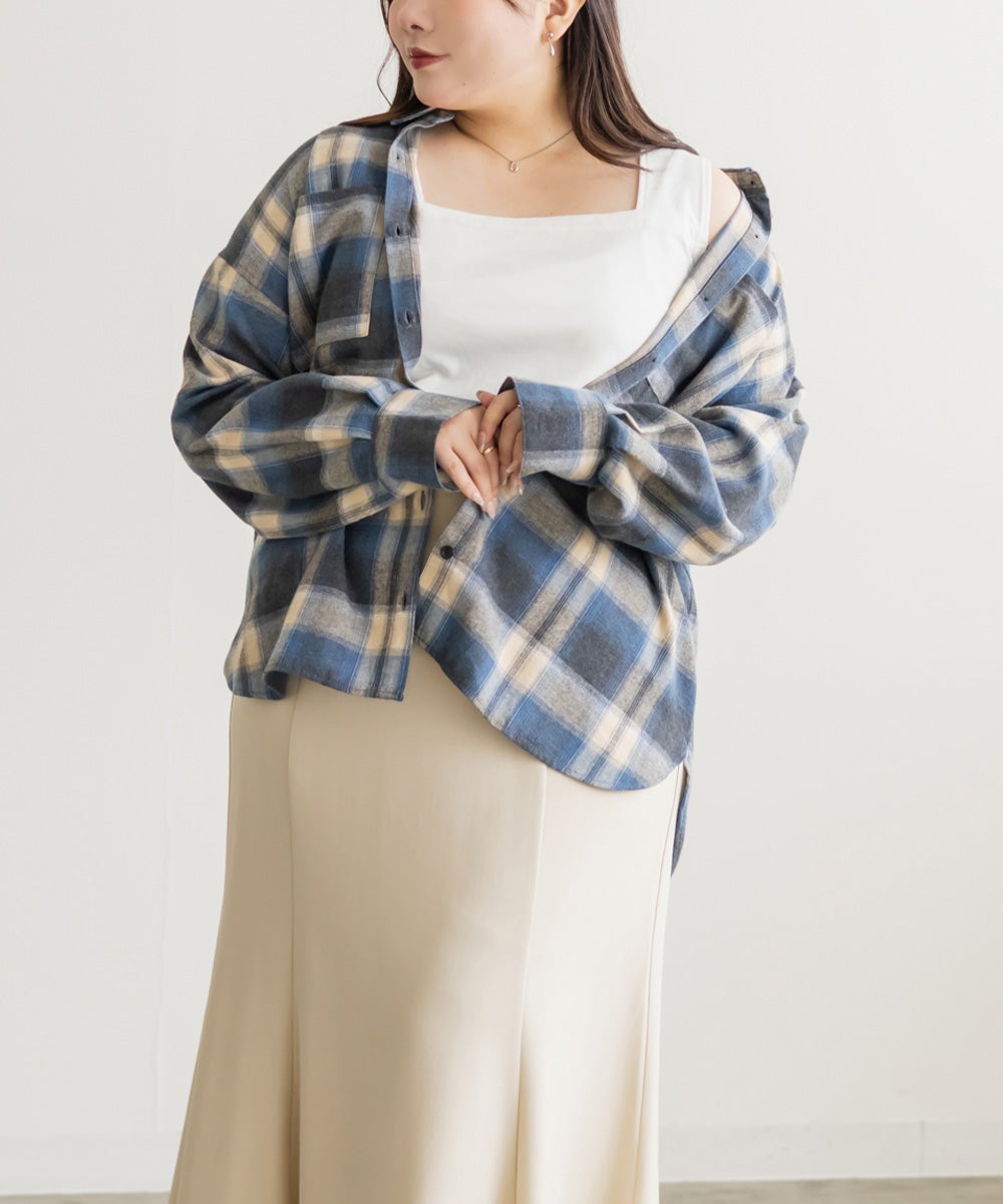 オーバーサイズチェック柄シャツ | 大きいサイズ レディース専門店