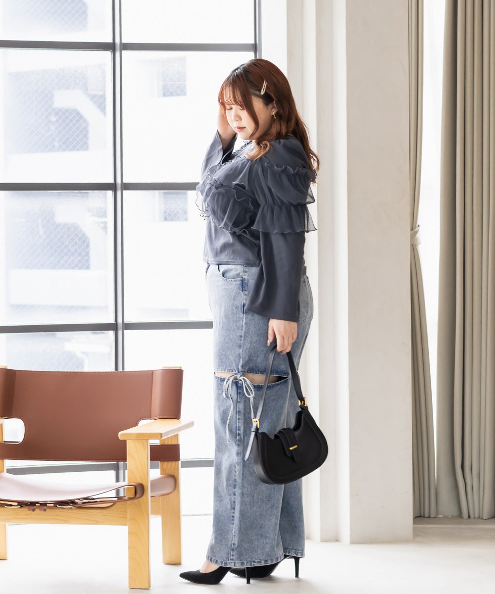 CLETTEオリジナルクロスチュール長袖リブプルオーバー | 大きいサイズ