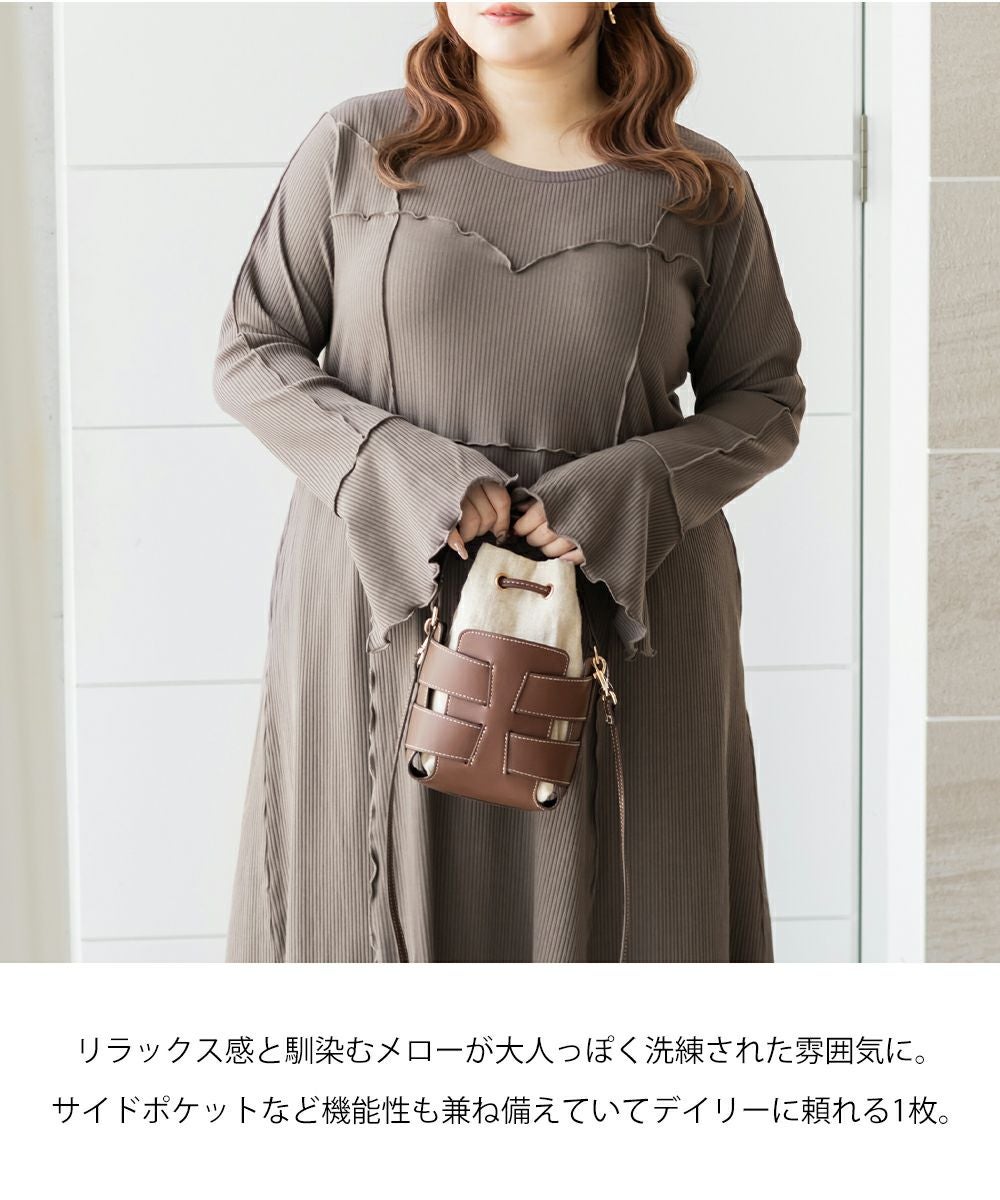 CLETTEオリジナルメロー切替リブワンピース | 大きいサイズ レディース