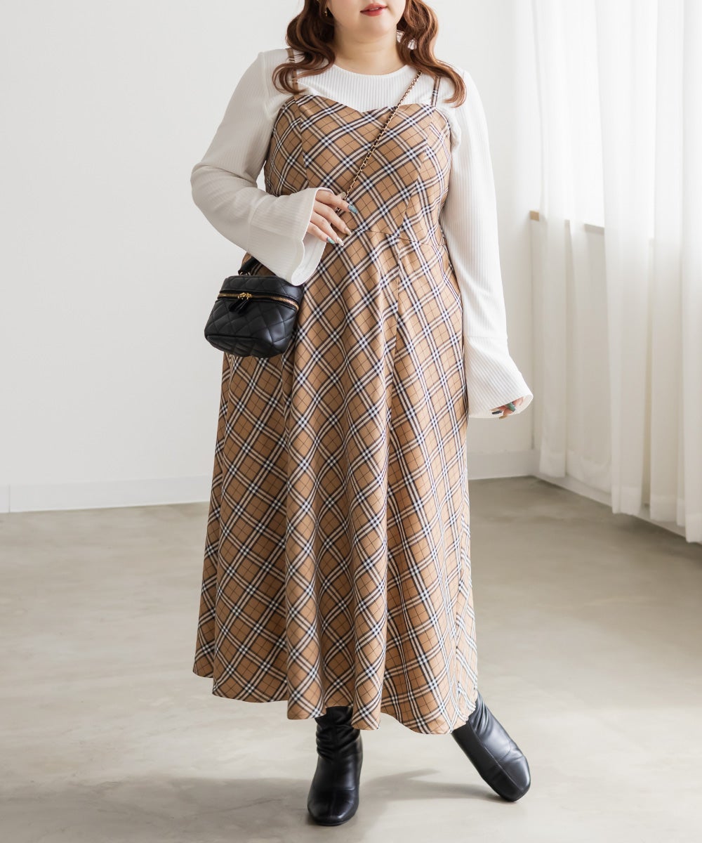 バーバリーチェック柄キャミソールワンピース CLETTEオリジナルチェック柄キャミワンピース | 大きいサイズ