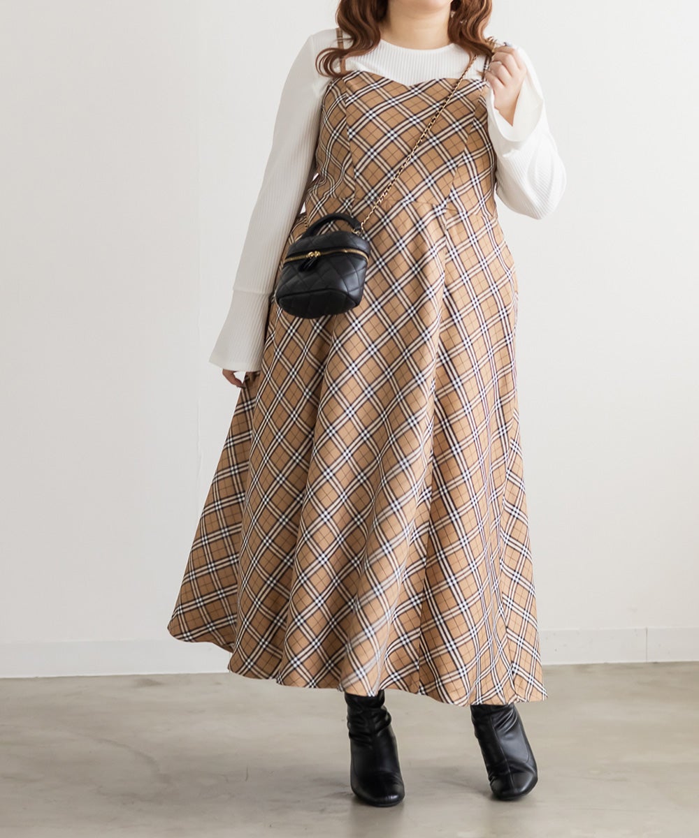 CLETTEオリジナルチェック柄キャミワンピース | 大きいサイズ