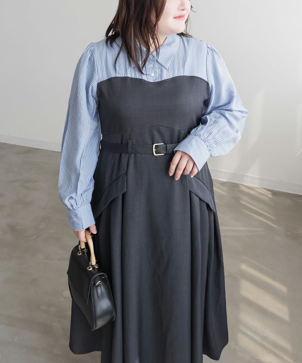 CLETTEオリジナルシャツドッキングベルト付きワンピース | 大きい