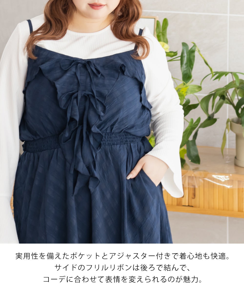 CLETTEオリジナルシアーチェックフリルキャミワンピース | 大きい