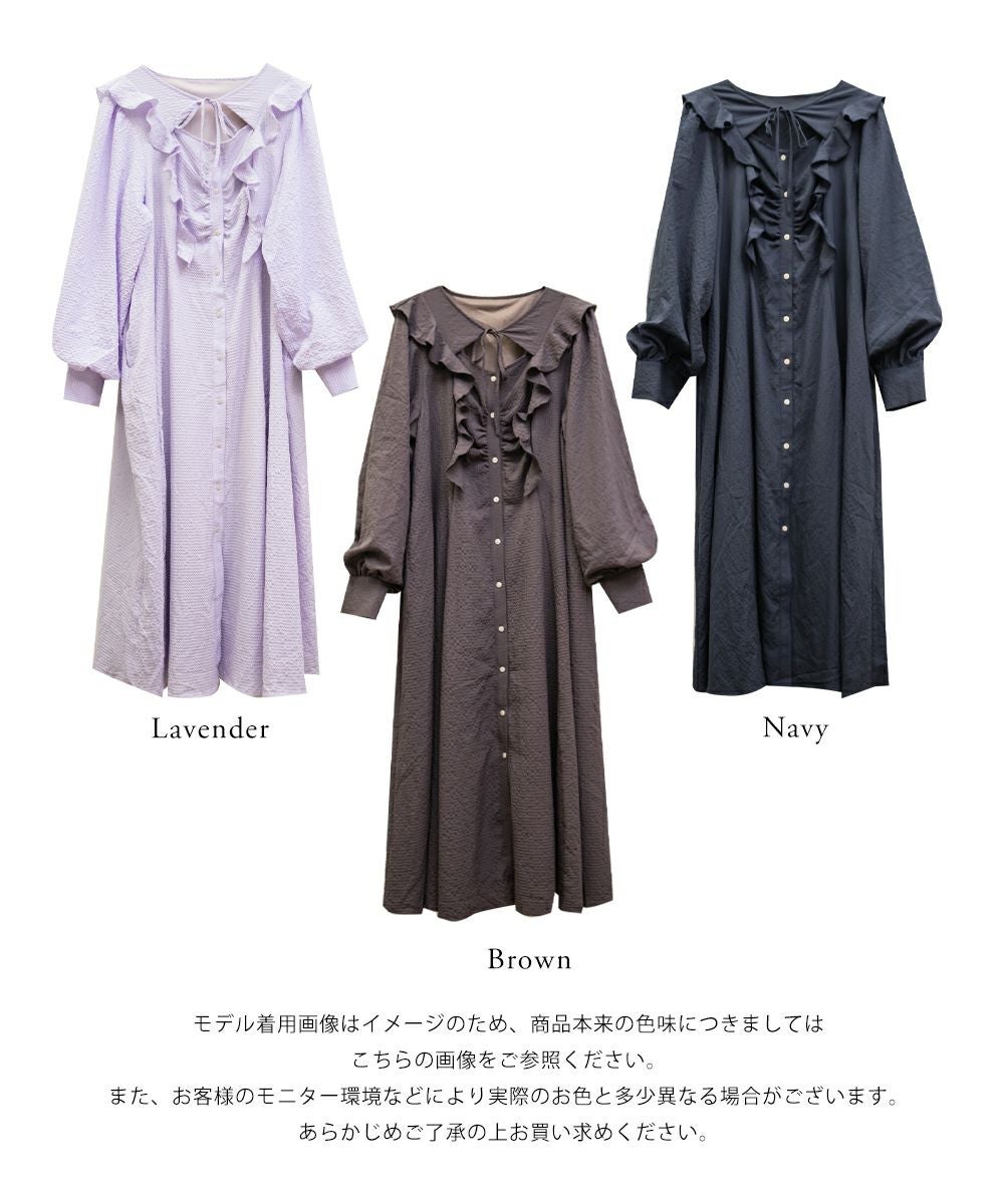 CLETTEオリジナルデコルテリボンフリルワンピース | 大きいサイズ