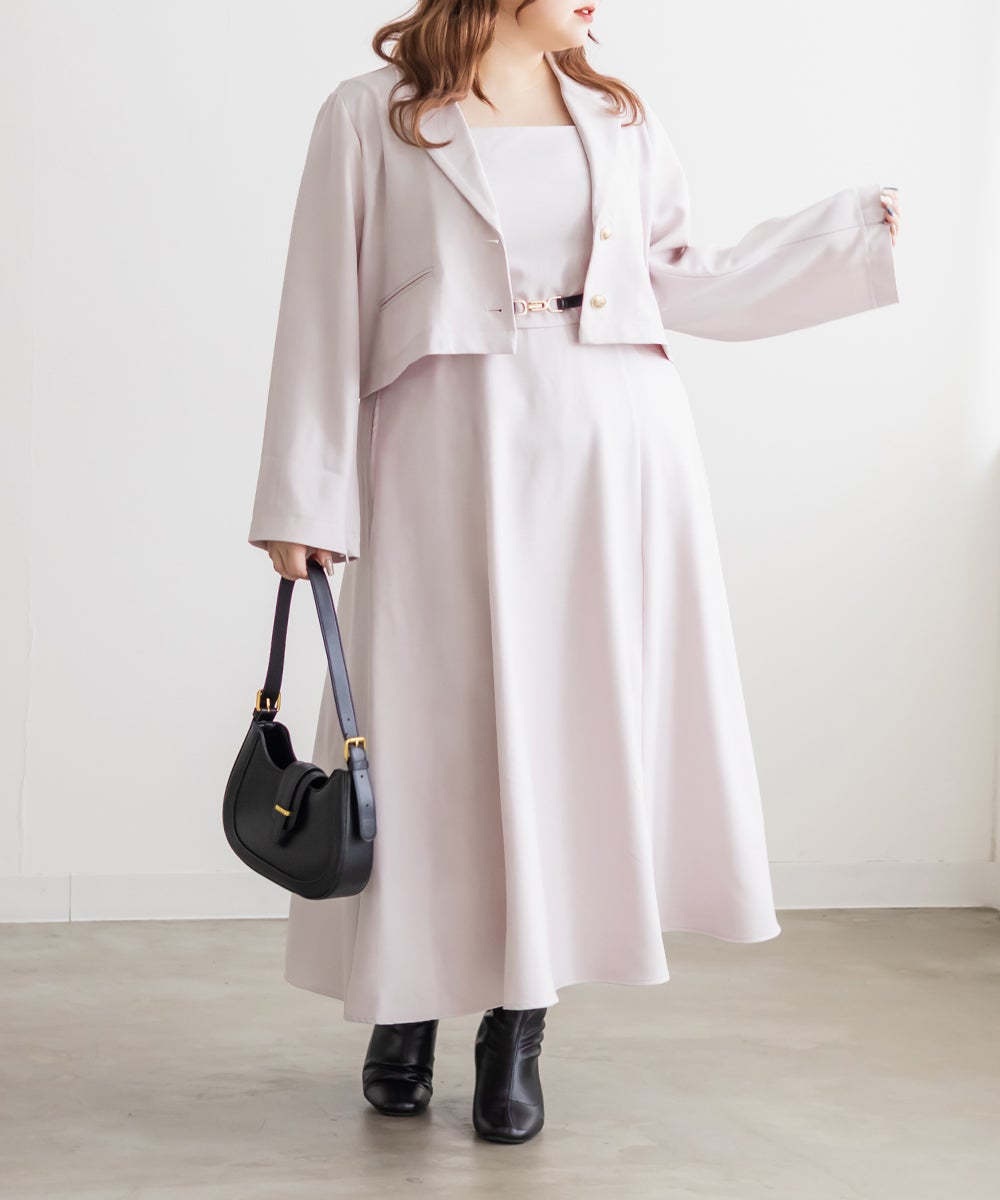 CLETTEオリジナルテーラードジャケット＆ベルト付きワンピースセット