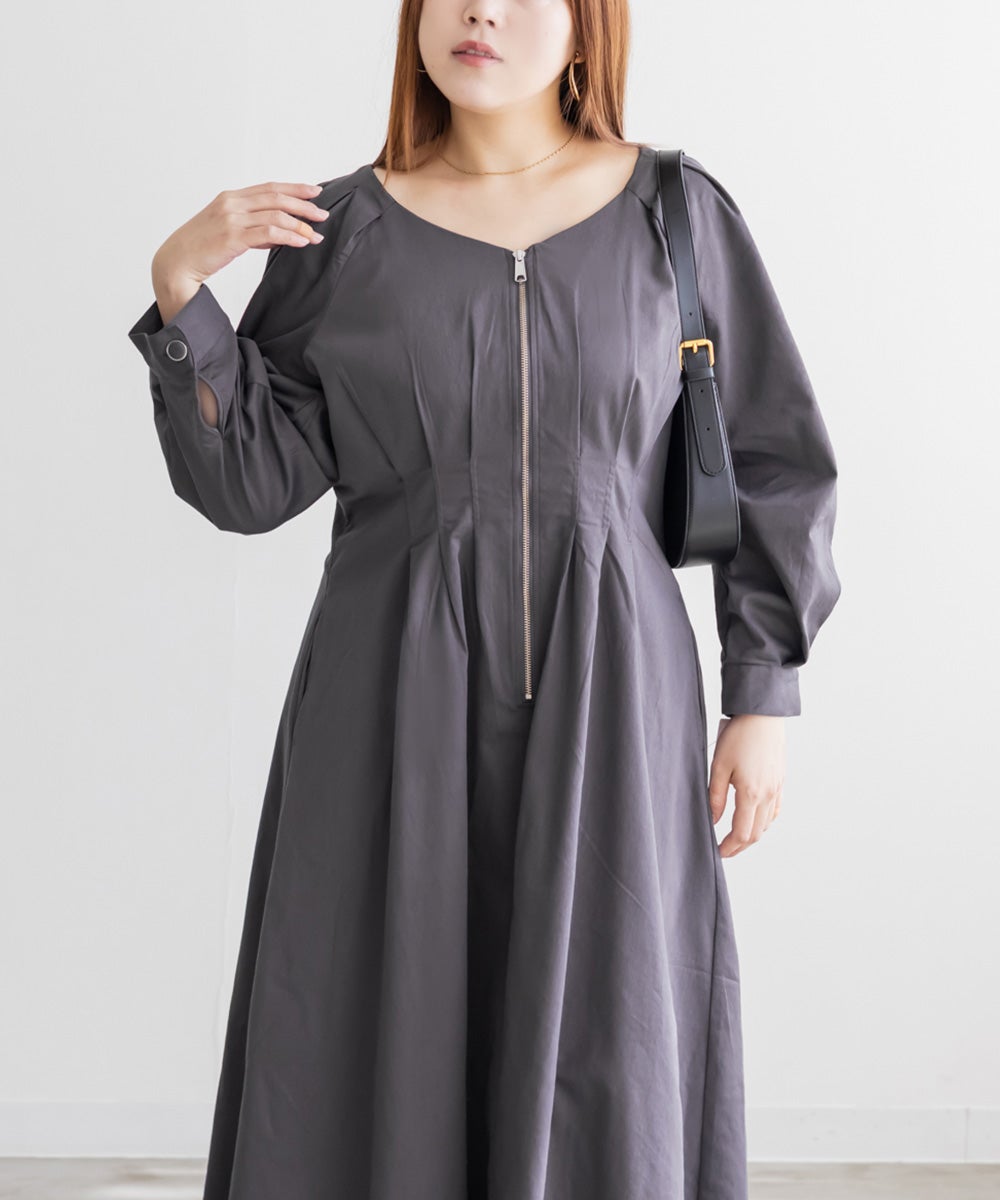 CLETTEオリジナルフロントジップウエストタックワンピース | 大きい