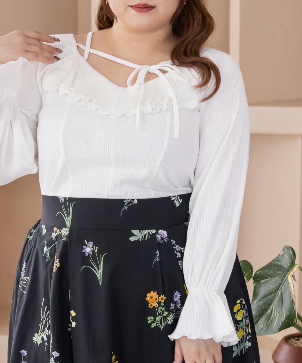 CLETTEオリジナルデコルテリボン2WAYフリルプルオーバー | 大きい