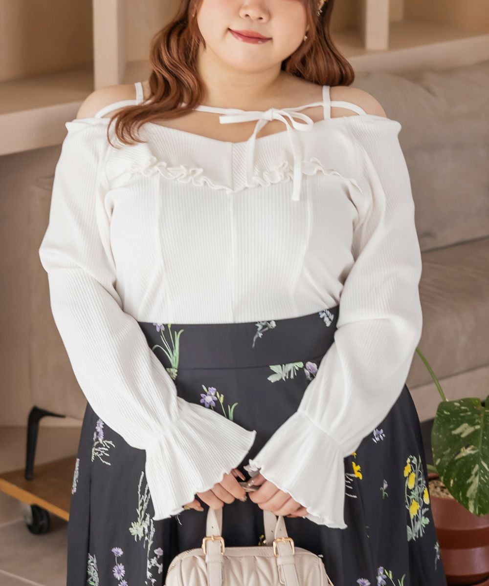 CLETTEオリジナルデコルテリボン2WAYフリルプルオーバー | 大きい