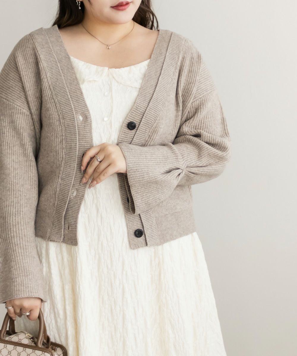 重ねリブVネックカーディガン | 大きいサイズ レディース専門店 CLETTE