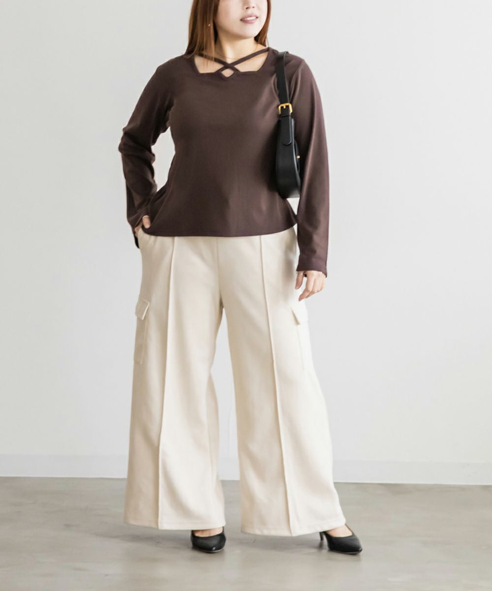 クロスネックリブプルオーバー | 大きいサイズ レディース専門店