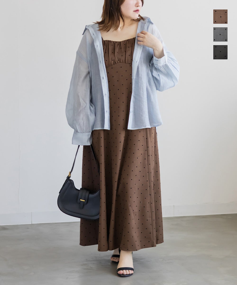 CLETTEオリジナルフロッキードットジャンスカワンピース | 大きい