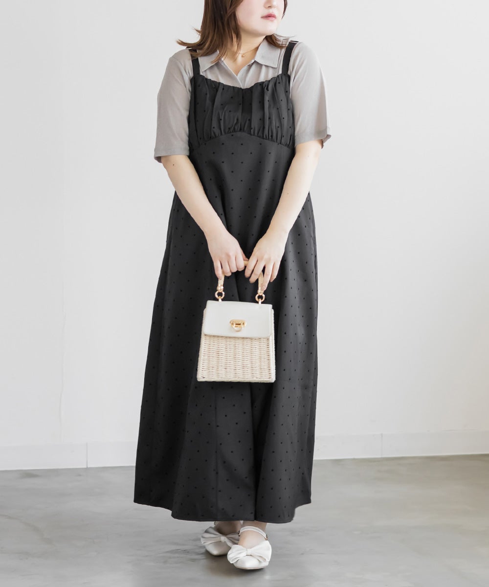 CLETTEオリジナルフロッキードットジャンスカワンピース | 大きい