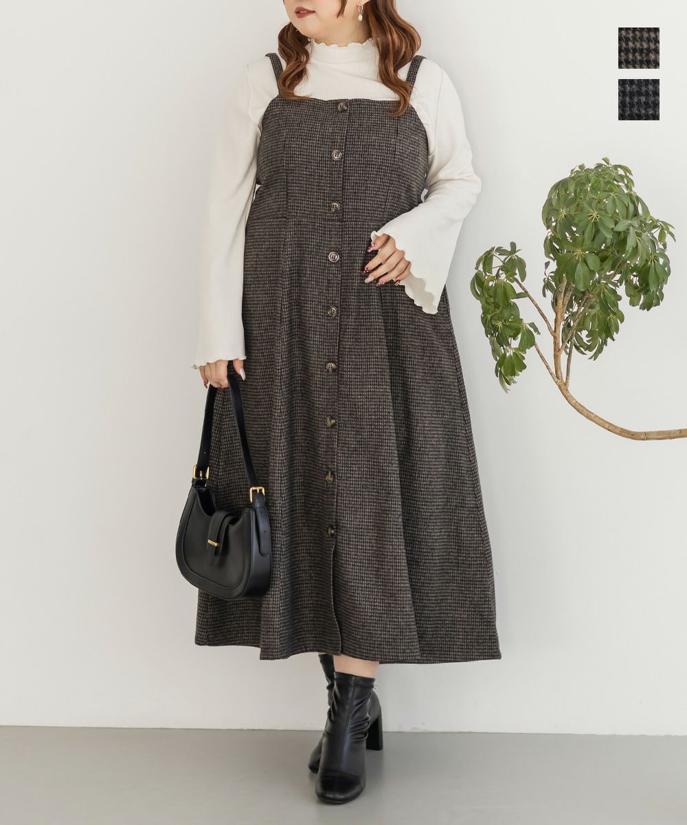 CLETTEオリジナル千鳥柄ジャンスカワンピース | 大きいサイズ