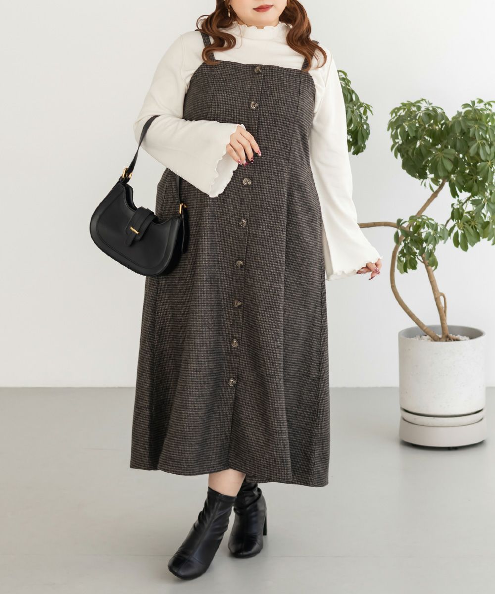 CLETTEオリジナル千鳥柄ジャンスカワンピース | 大きいサイズ