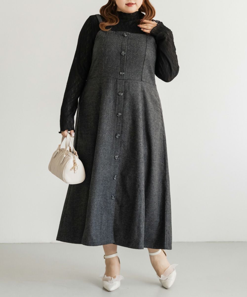 CLETTEオリジナル千鳥柄ジャンスカワンピース | 大きいサイズ