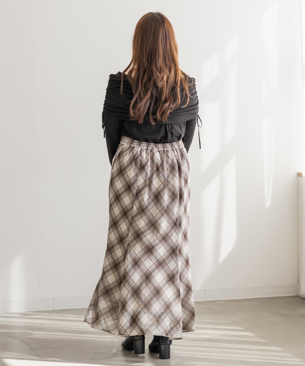 CLETTEオリジナルチェック柄シフォンスカート | 大きいサイズ