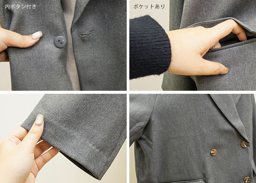 CLETTEレース使いテーラードダブルジャケット ブラック 3Lサイズ CLEL（クレイル） ジャケット テーラードジャケット メンズ レディース