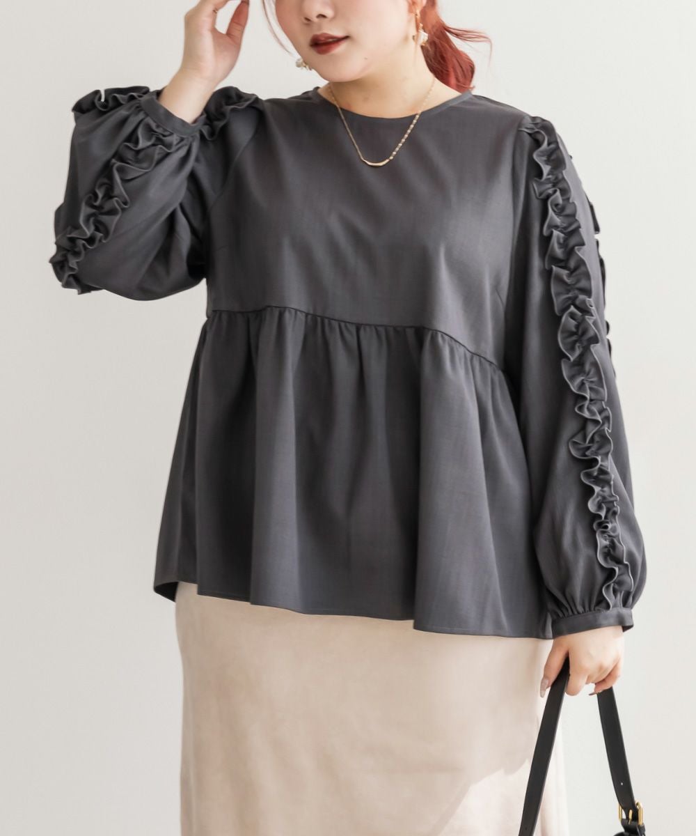 袖フリル2WAY衿レイヤード風ブラウス | 大きいサイズ レディース専門店