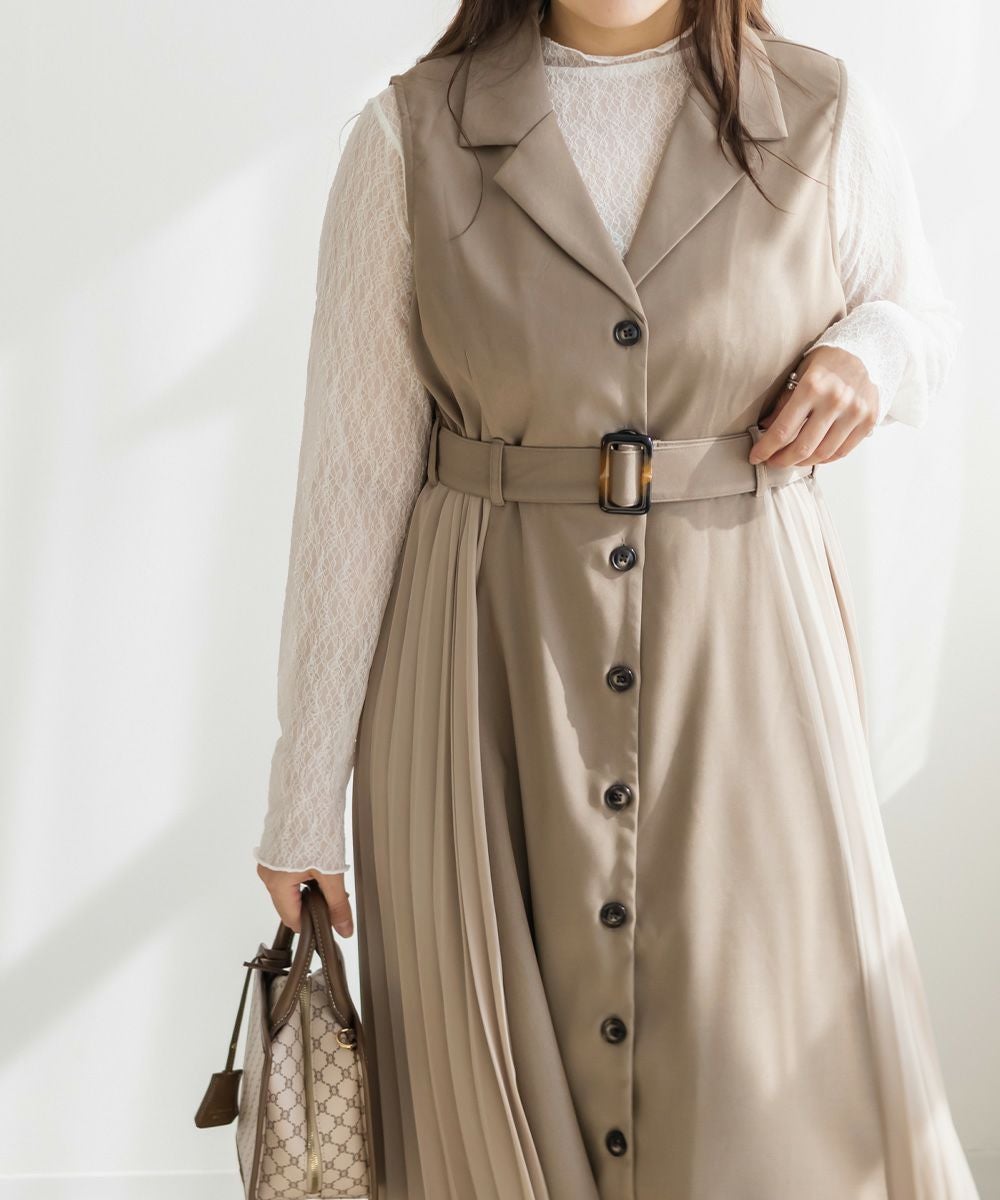 CLETTEオリジナルサイドプリーツジレワンピース | 大きいサイズ