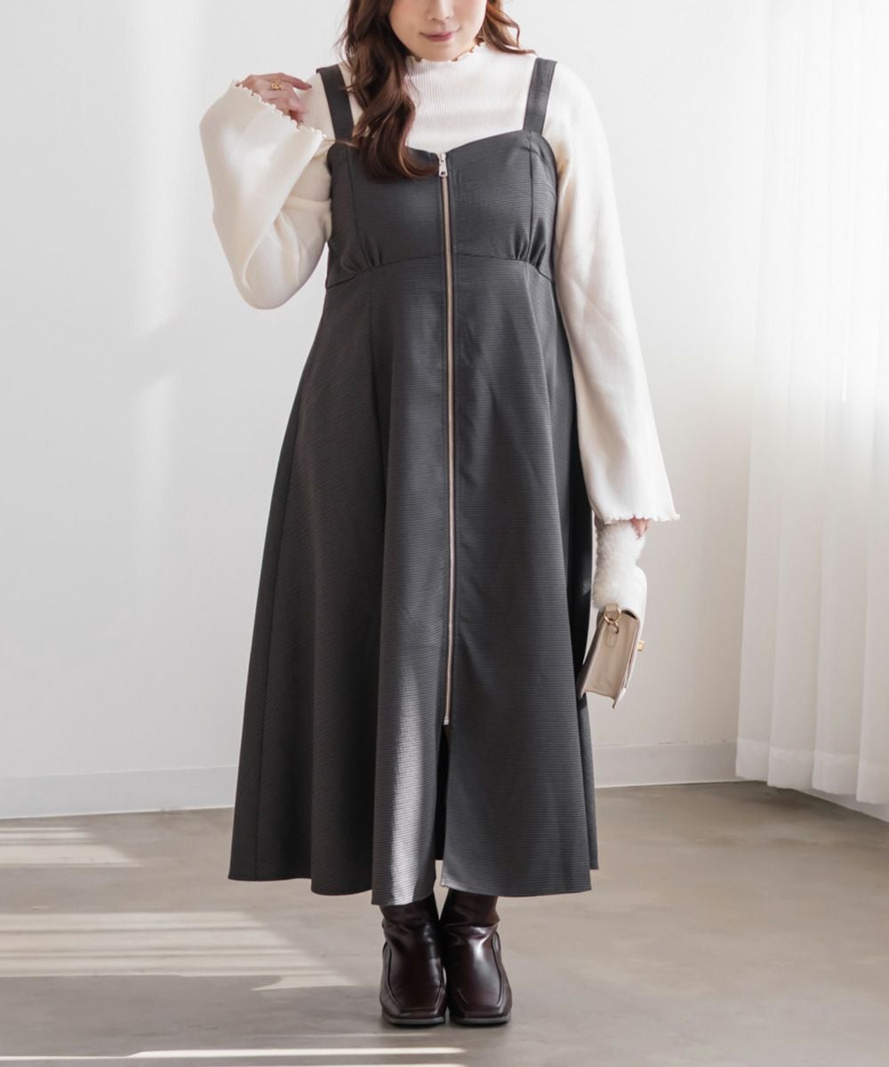 CLETTEオリジナフロントジップ千鳥柄ワンピース | 大きいサイズ